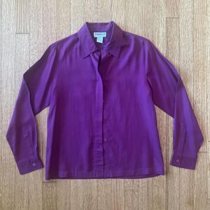 vintage plum colored silk buttondown blouse with collar